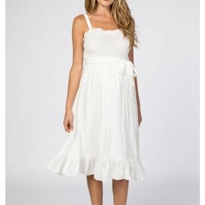 Ivory Ruffle Smocked Maternity Dress